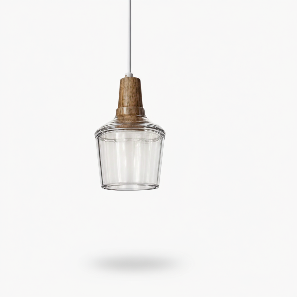 Moderniqa | Nordic Glass Pendant Light – Wooden Base