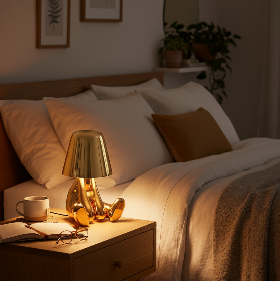 Moderniqa | Gold USB Rechargeable Table Lamp – Dimmable Touch Control, Portable