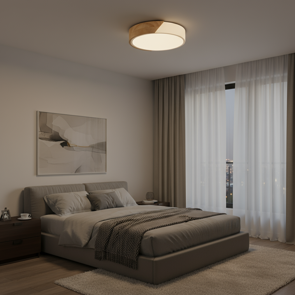 Moderniqa | LED Ceiling Light – Adjustable CCT, Wood & Iron Design